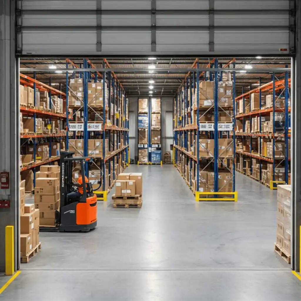 Interior de un almacen logistico